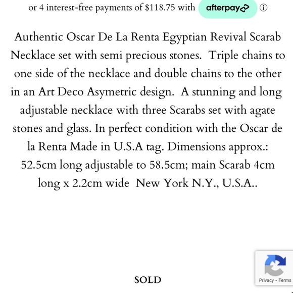 Oscar de la Renta Scarab Necklace Egyptian Semi Precious Vintage - Picture 11 of 12